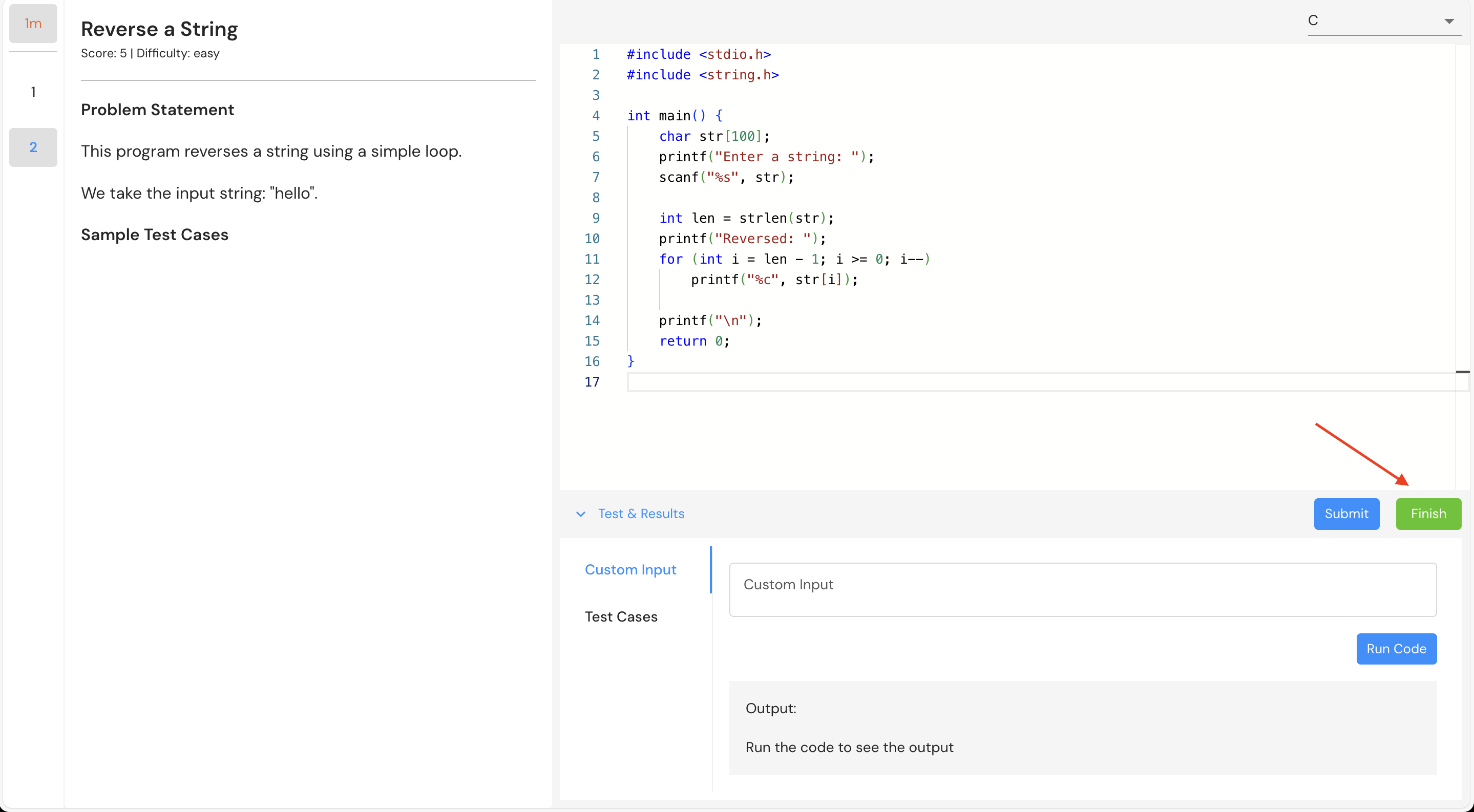 Finish Assessment Button